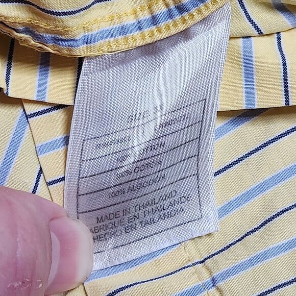 Izod Mens Shirt Size 3X Yellow Blue Stripes Button Down Up Cotton Adult Dress‎ - Picture 10 of 10